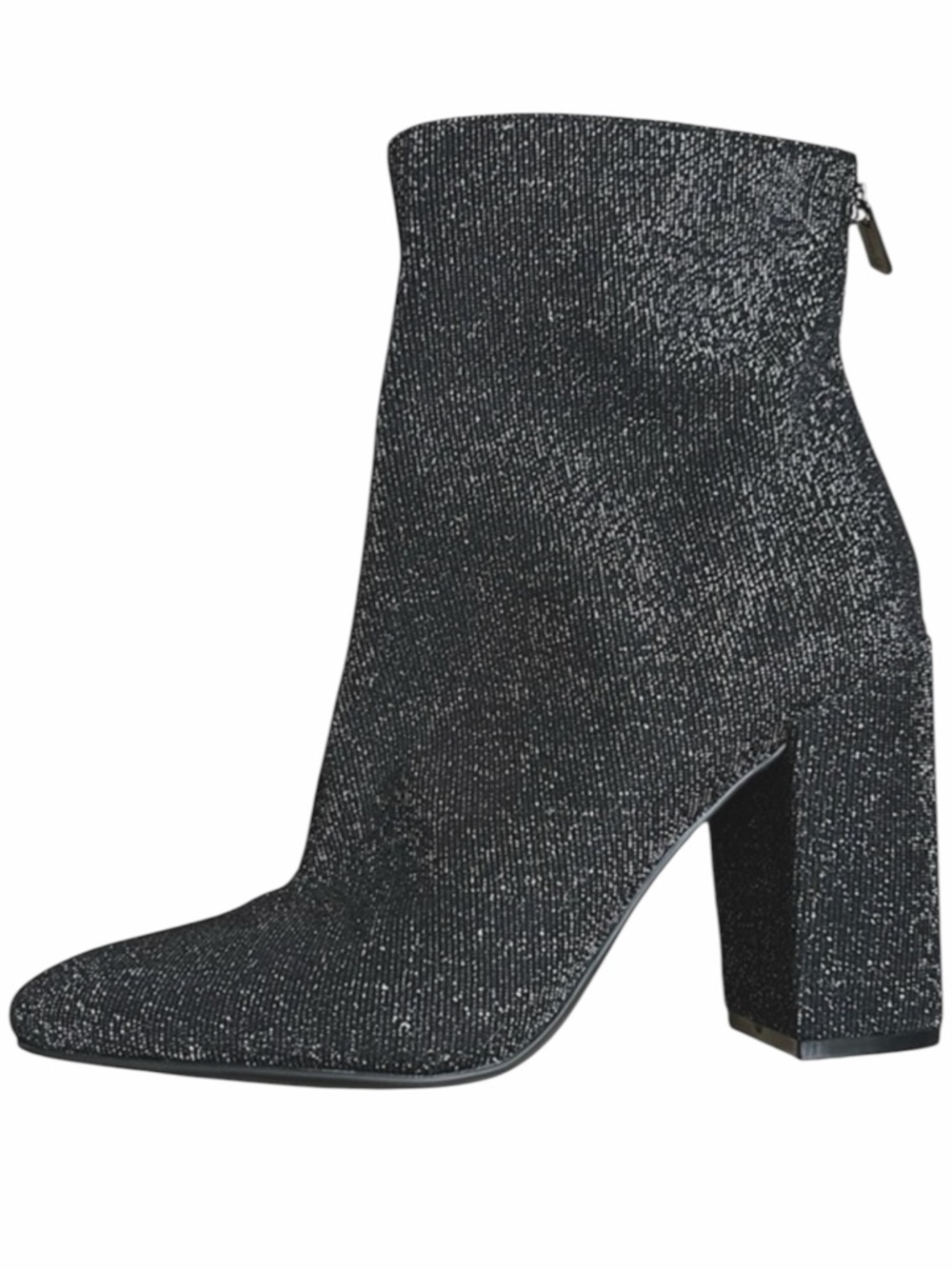 Jessica Simpson Ankle Boot Aninada black Glitter Square Toe Block Heel 7.5